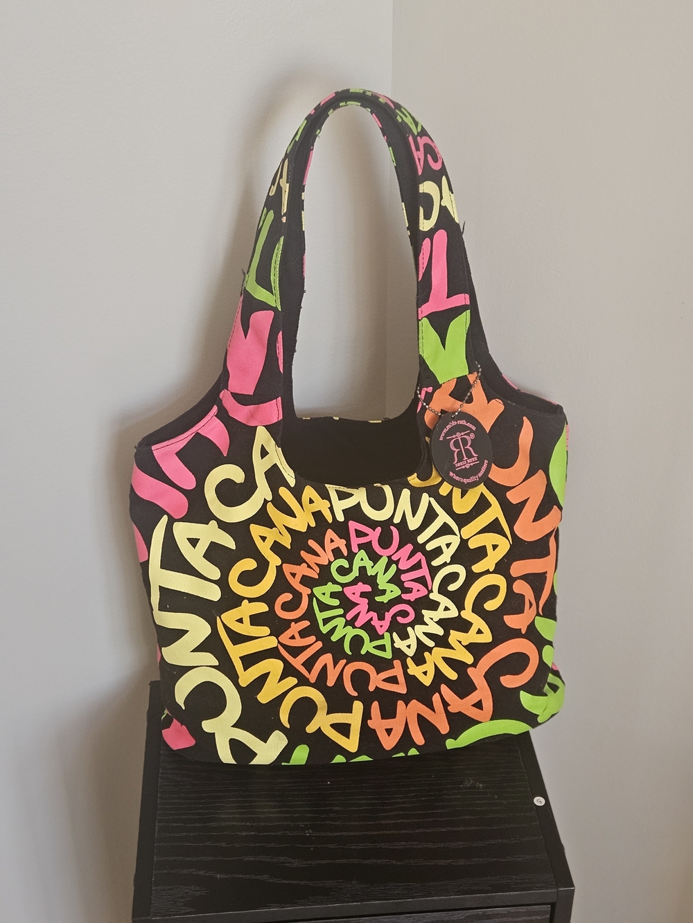 Black Neon 'Cana Punta' Spiral Tote Bag